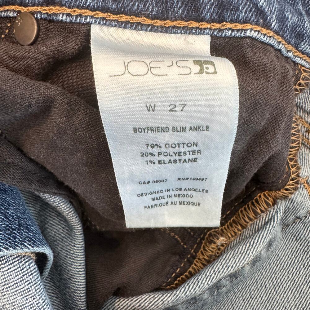 Joe's Jeans Boyfriend Slim Ankle High Rise Denim Jeans Size 27-Brushy - Picture 6 of 8